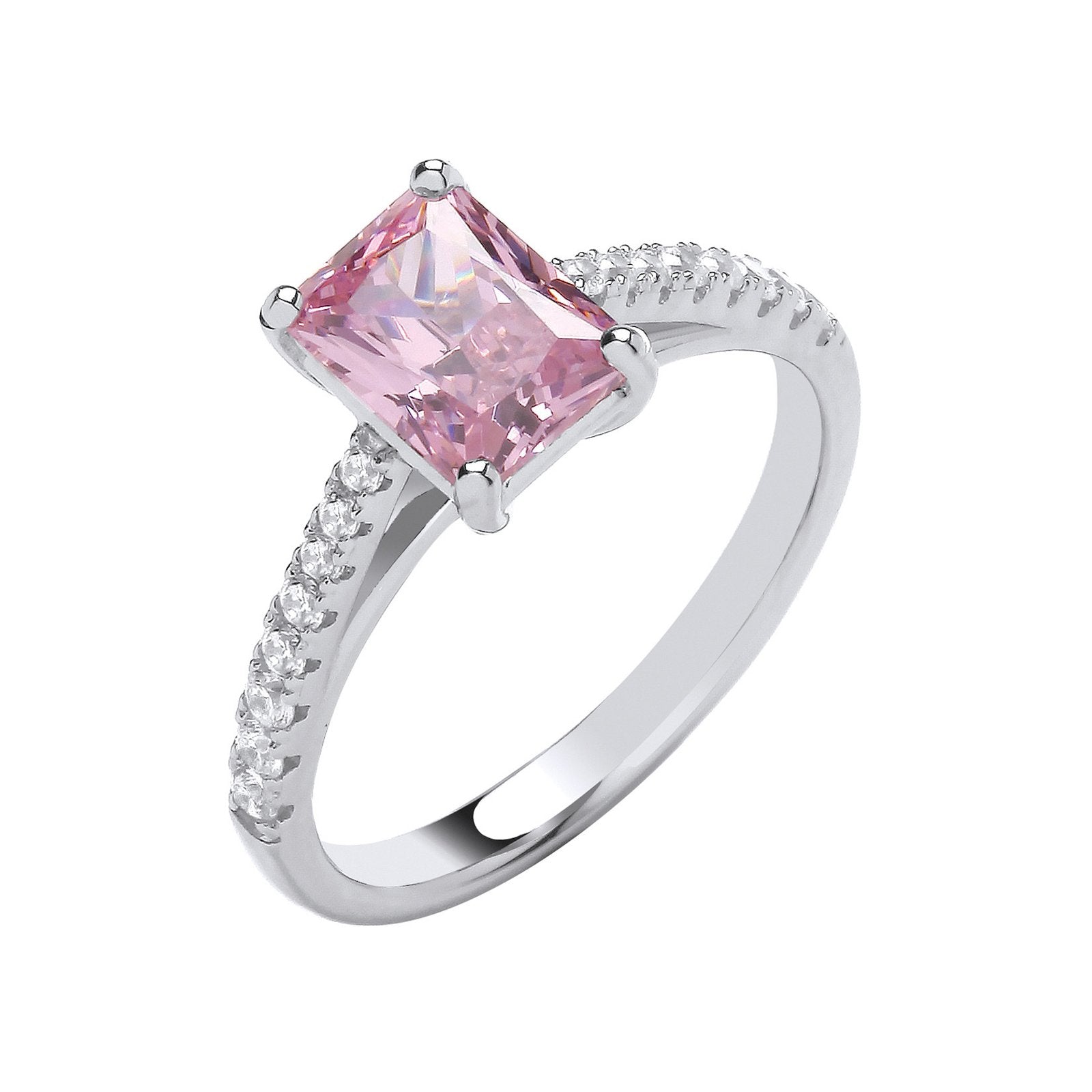 Silver Emerald Pink Cubic Zirconia Solitaire Ring - Fine Ring - Certified Authentic – Luxury Jewellery by Imperial Tim